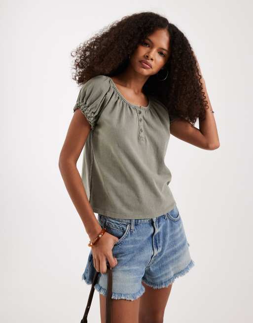 Free People issa button down top in laurel oak, 3 of 4