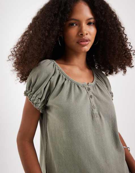 Free People - Issa - Top con bottoni color quercia alloro - view 1