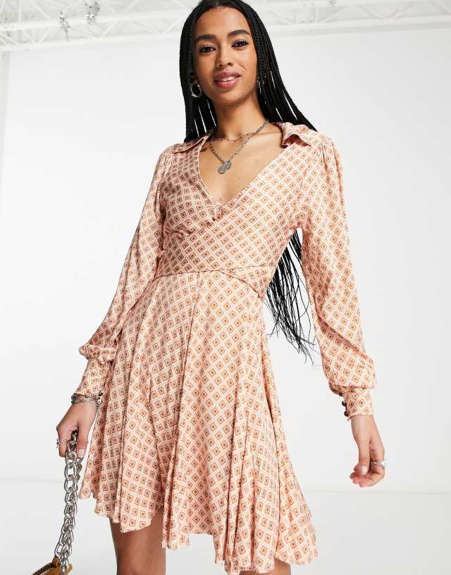 Free People it takes two geo print mini dress in multi