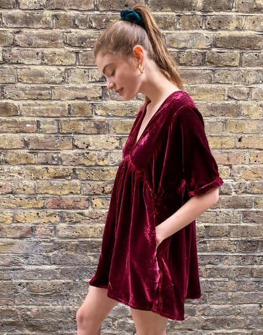 Free people 2025 red velvet dress