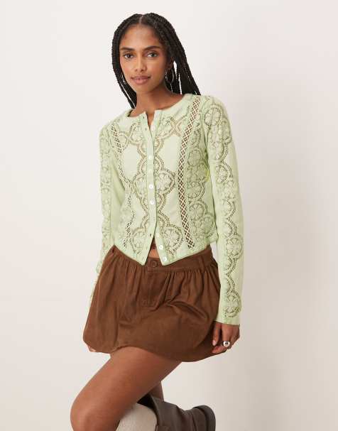 Free People jae knit long sleeve tee in fresh green - view 1