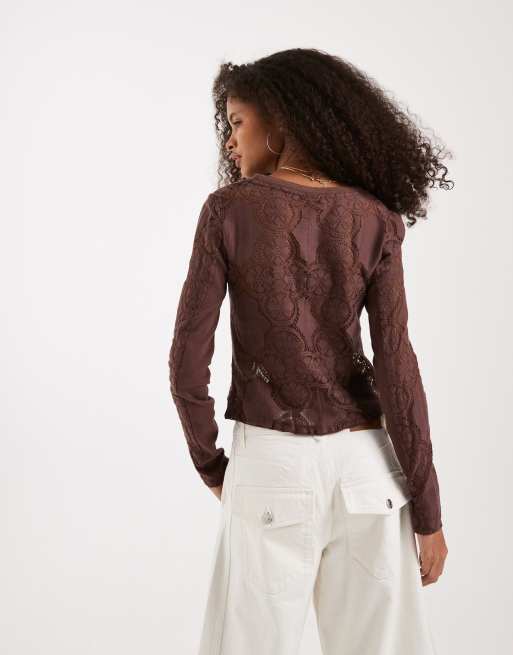 Free People jae knit long sleeve tee in sugar almond, 4 of 4