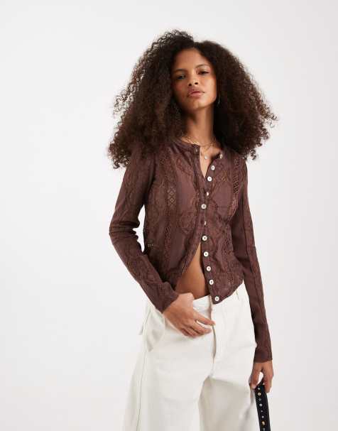 Free People jae knit long sleeve tee in sugar almond - view 1