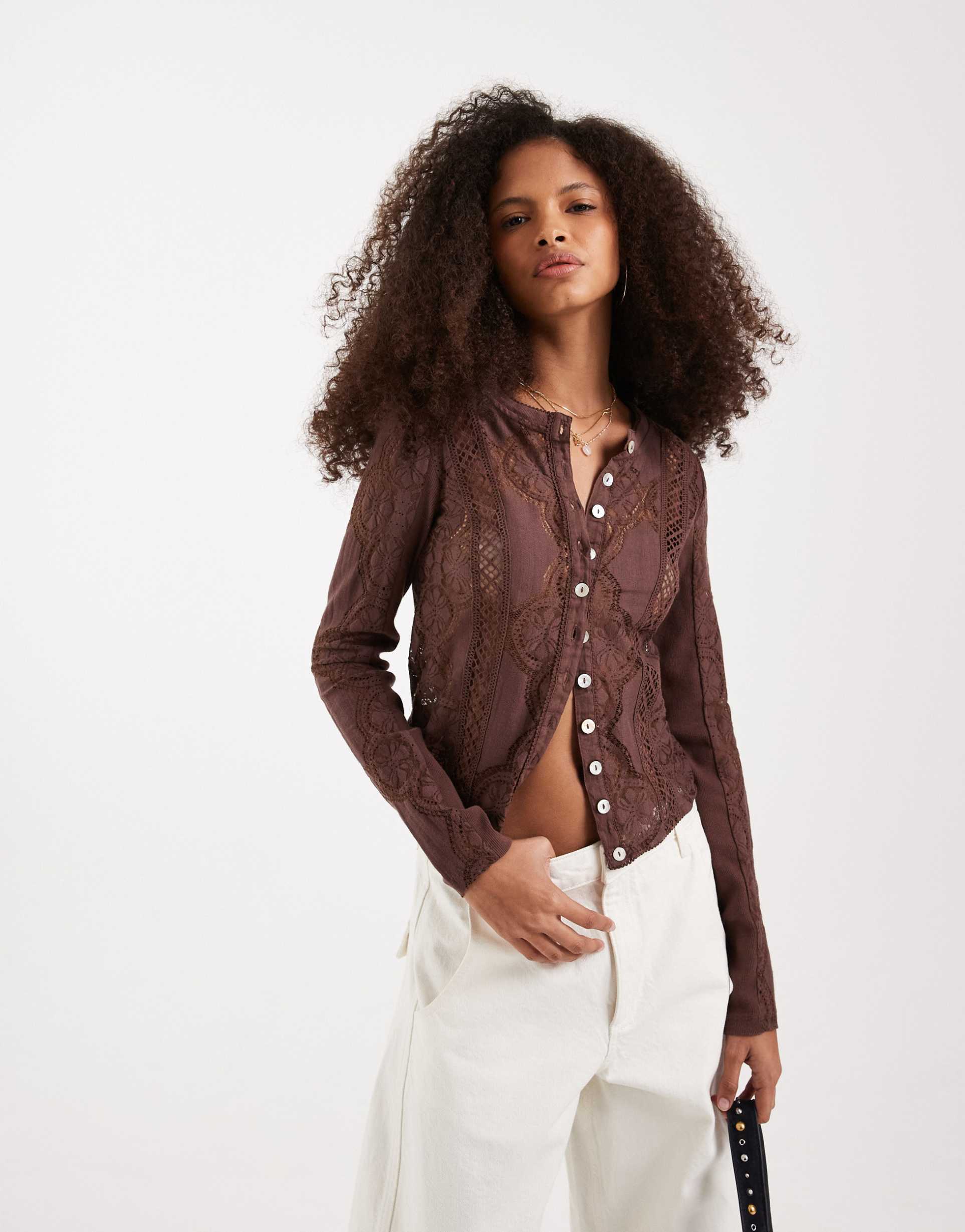 free people jae knit long sleeve tee in sugar almond