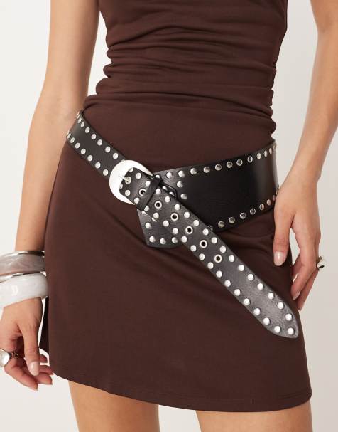 Free People Jagger hip belt in black with studs - view 1