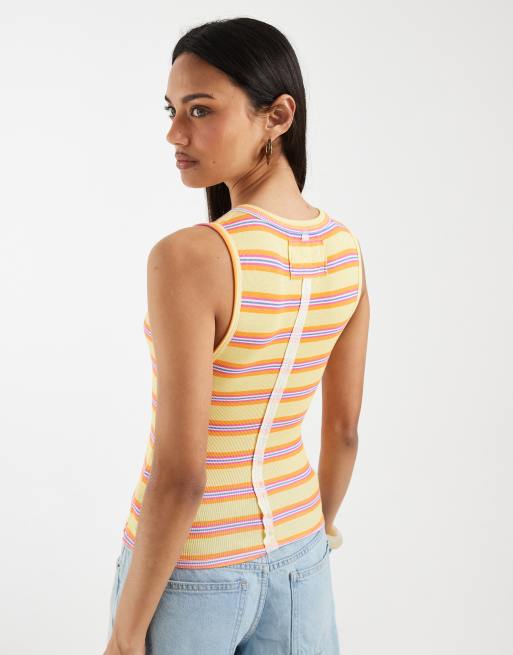Free People Jamie button down henley vest in butter yellow stripe, 4 of 4