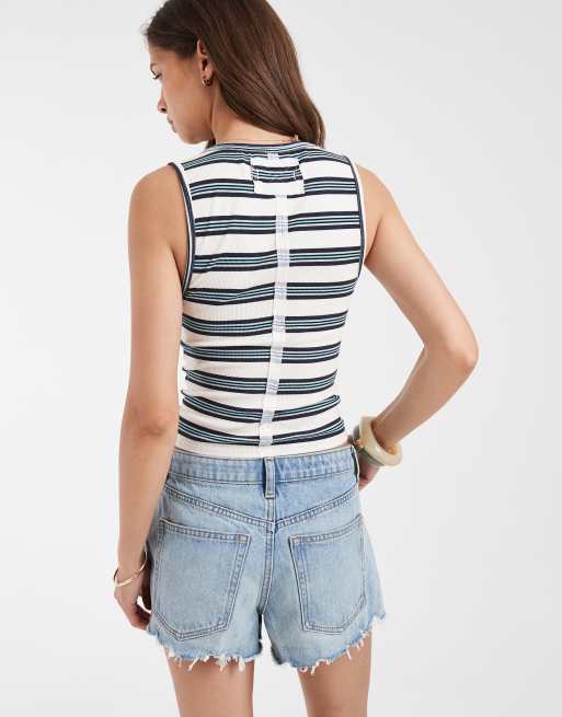 Free People - Jamie - Henley hemdje met knoopsluiting in wit gestreept, 3 van 4