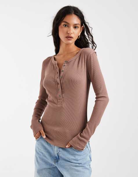 Free People Jamie henley long sleeve t-shirt in sepia clay - view 1