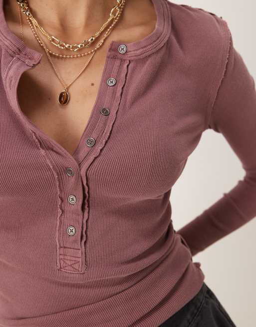 フリーピープル Free People Jamie Henley レディース シャツ トップス Red Bark Free People jamie henley ribbed long sleeve top in red bark