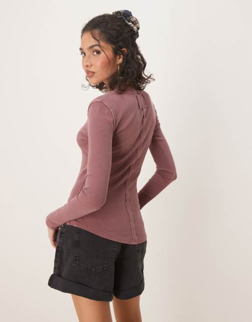 フリーピープル Free People Jamie Henley レディース シャツ トップス Red Bark Free People jamie henley ribbed long sleeve top in red bark