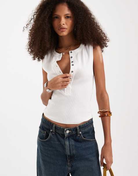 Free People jamie henley tank top in clean ivory