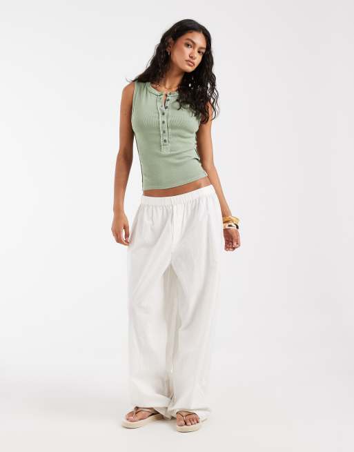 Free People - Jamie - Henley tanktop in groen, 2 van 4