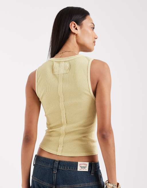 Free People - Jamie - Henley tanktop in Siciliaans geel, 4 van 4