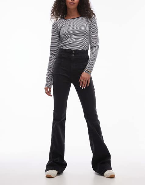 Free People jayde flared denim jeans in washed black - view 1