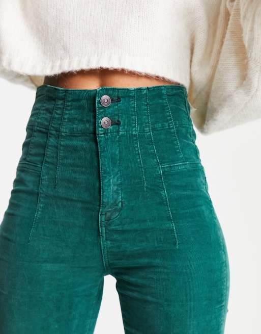 Free People - Jayde - Flares van corduroy in bosgroen, 3 van 4