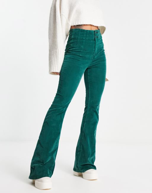 Free People - Jayde - Flares van corduroy in bosgroen, 4 van 4