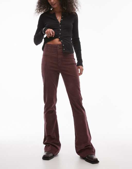 Free People jayde high waist skinny cord flares in chocolate