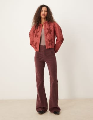 Free People jayde high waisted cord flares in dark brown