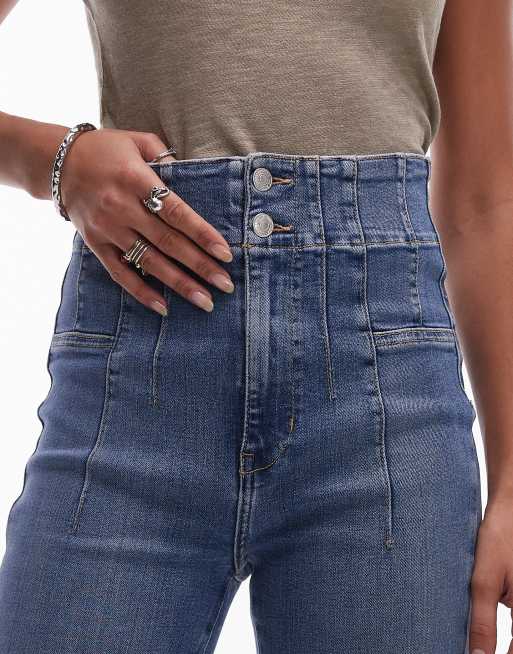 Free People - Jayde - Jean skinny puis évasé à taille haute - Bleu, 4 de 5