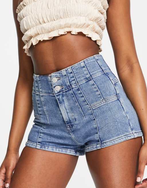 Free People jayde micro denim short in mid blue ASOS