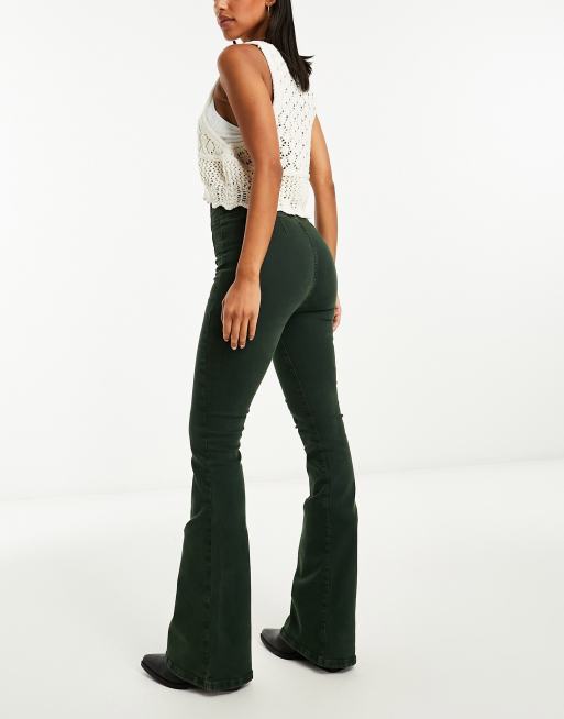 Free People - Jayde - Skinny denim flares in groen, 2 van 4