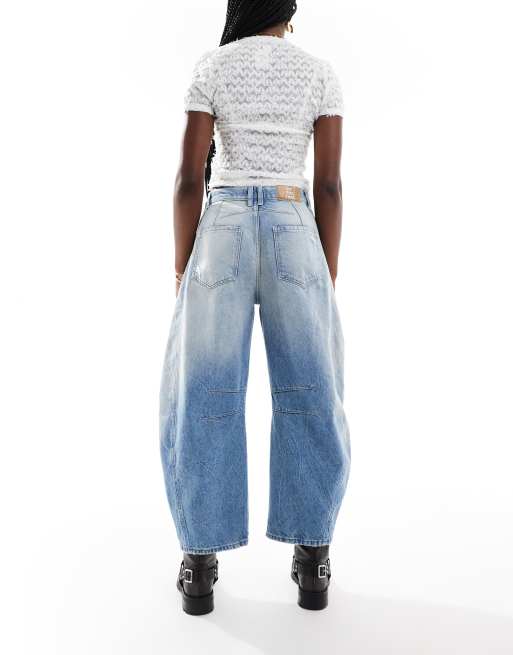 Free People - Jean large à détail déchiré - Bleu délavé, 2 de 5