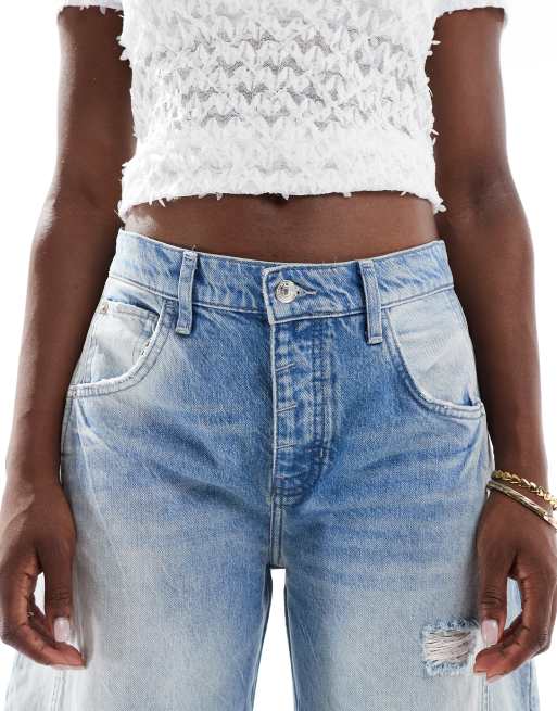 Free People - Jean large à détail déchiré - Bleu délavé, 5 de 5
