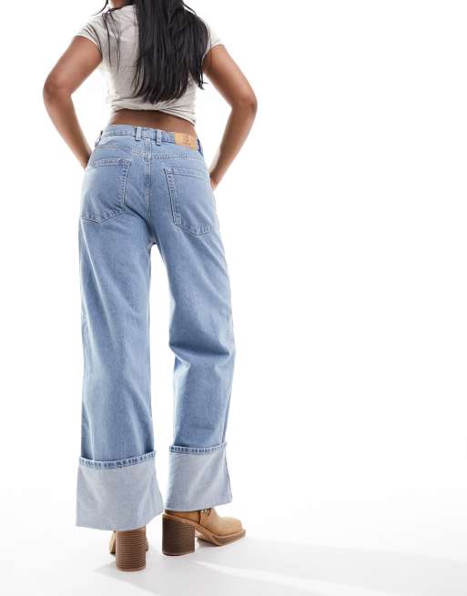 Free People Jeans a vita bassa larghi blu slavato ASOS