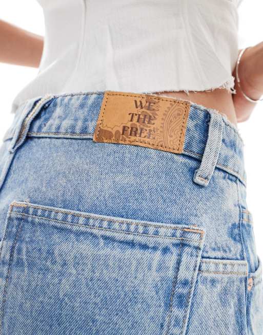Free People Jeans ampi alla caviglia a vita bassa azzurri ASOS