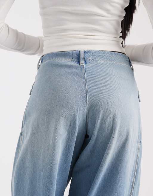 Free People - Jeans blu con fondo a palloncino e fondo elasticizzato, 4 di 5