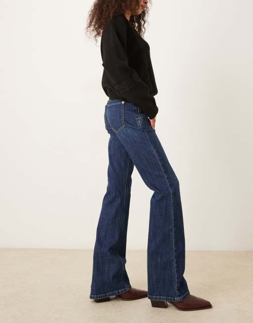 Free People - Jeans dritti a vita alta con doppio nodo blu egeo, 2 di 5