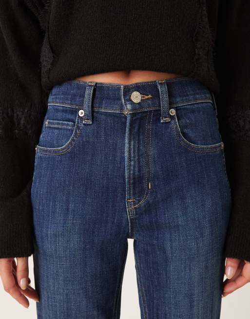 Free People - Jeans dritti a vita alta con doppio nodo blu egeo, 4 di 5