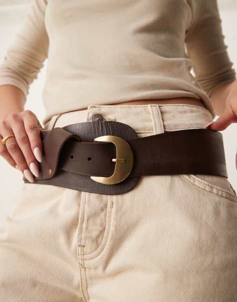 Free People jericho side buckle belt in dark brown - view 1