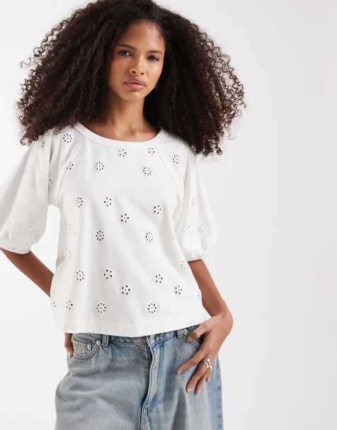 Free People jessie eyelet tee in whisper white - view 1