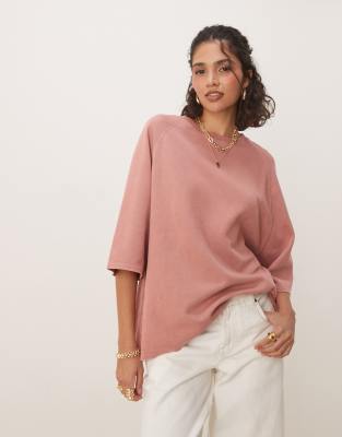 [Free People] Free People Joah washed overszied t-shirt in dusty pink XS Cedar wood