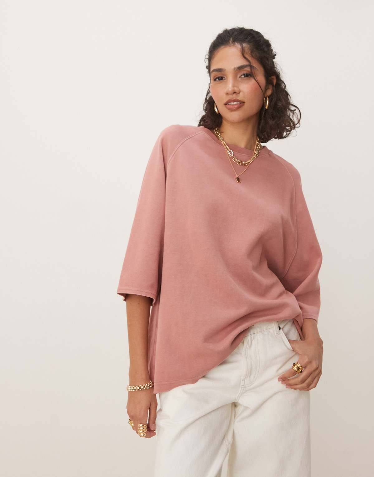 Free People joah washed overszied t-shirt in dusty pink