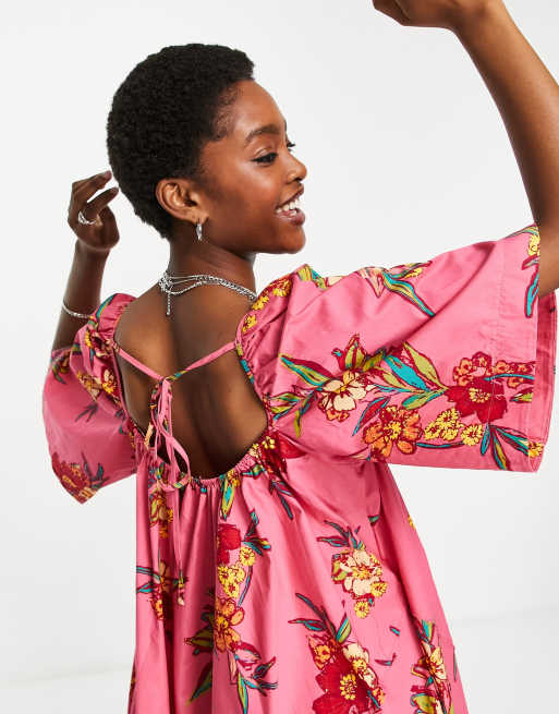 Free People - Jodie - Vestito tunica rosa con stampa, 3 di 4