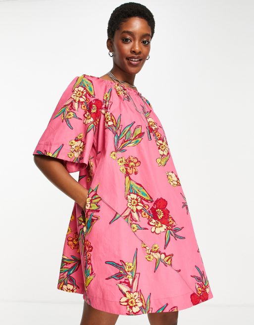 Free People - Jodie - Vestito tunica rosa con stampa, 4 di 4