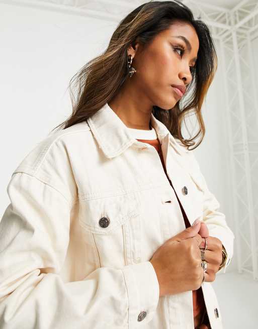 Free people white sales denim jacket