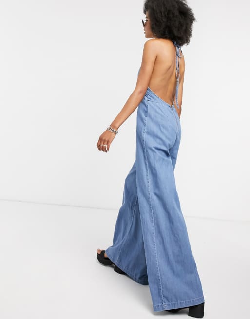 Free people 2024 blue jumpsuit