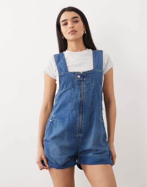 Free People jude chuck on playsuits in light indigo - view 1