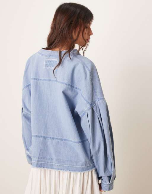 Free People jude denim pullover top in vintage indigo