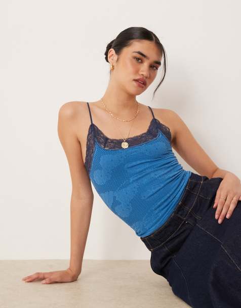 Free People - Jules - Naadloze cami-top in diepblauw - view 1