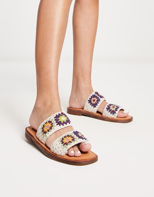 Free People Juliet crochet slide sandals in multi