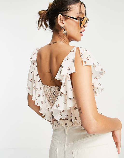 Free People juliet shirred body in ditsy floral print