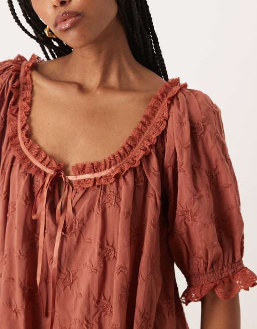 Free People juno mini lace babydoll dress in canyon sunset, 3 of 4