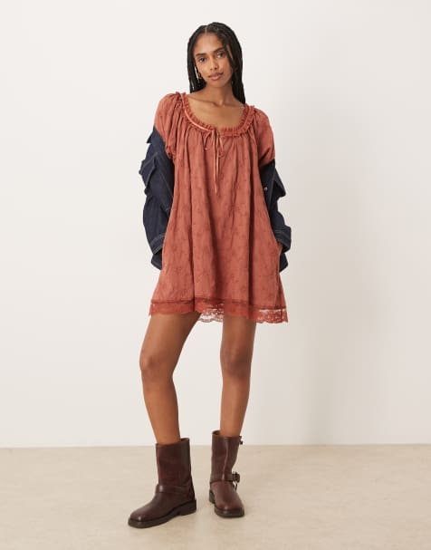 Free People juno mini lace babydoll dress in canyon sunset - view 1