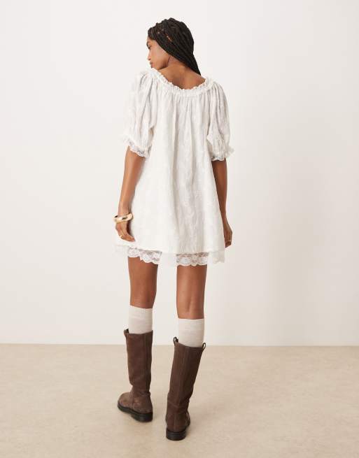Free People juno mini lace babydoll dress in tea combo, 4 of 4