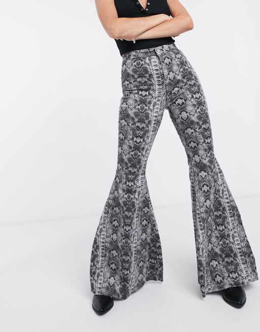 Free People + Just Float On Printed Flare Jeans