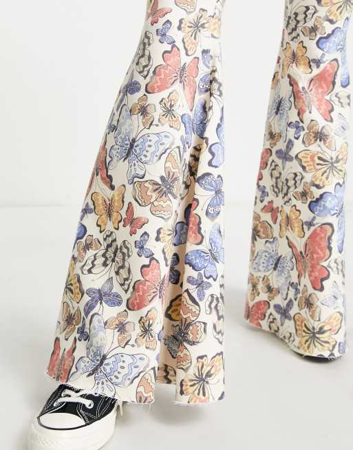 Free People just float on denim flare in butterfly print